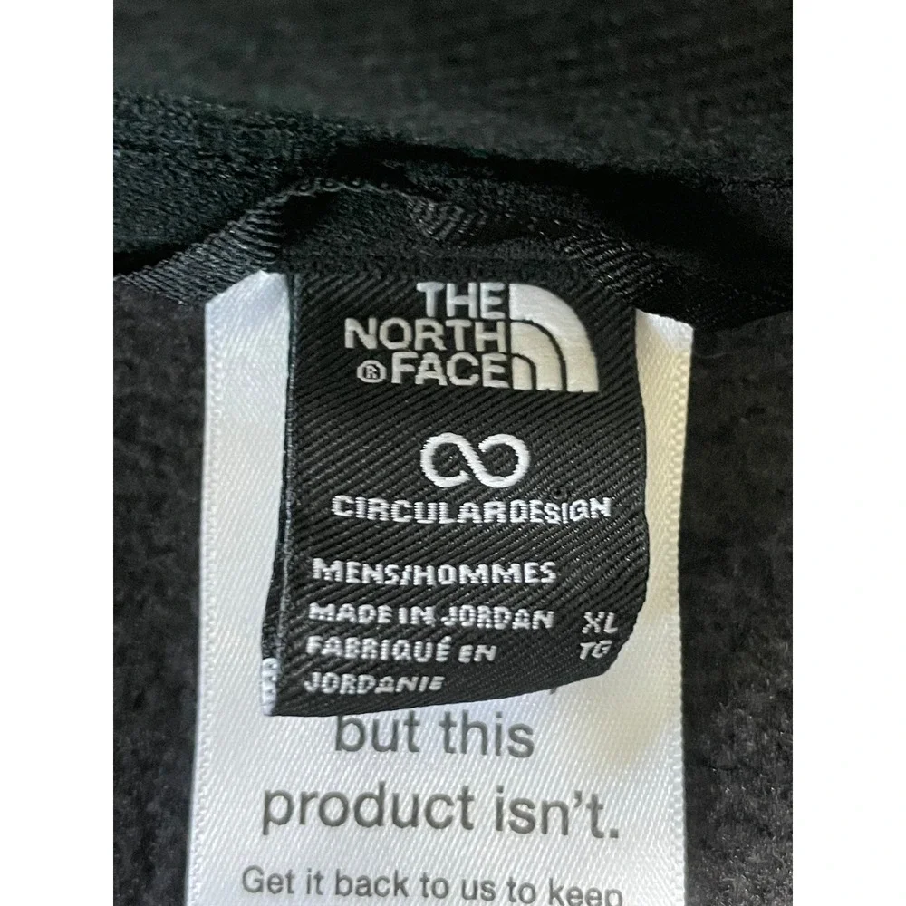 The North Face Mens XL Vest Black Circular Design‎ Fleece Full Zip